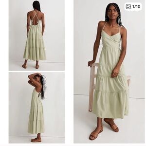 Madewell Light Green Poplin Backless Dress